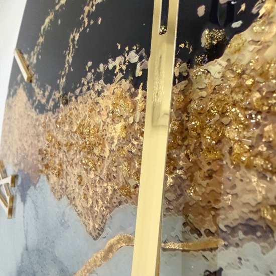 Grande orologio da parete 80cm mediterraneo blu oro rotondo
